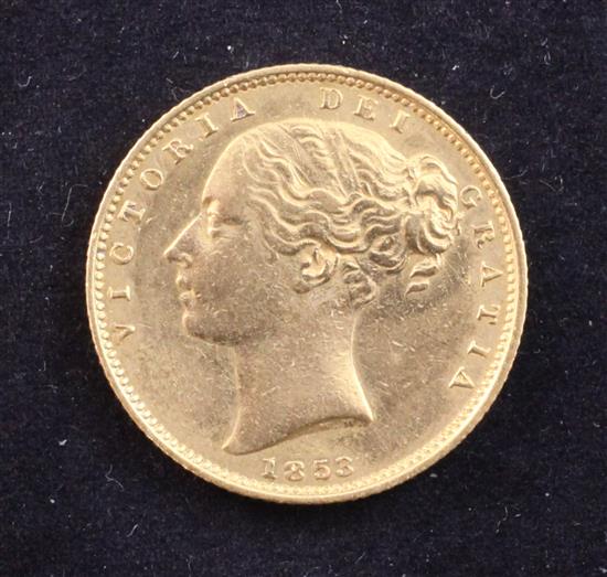 A Victoria 1853 gold sovereign,